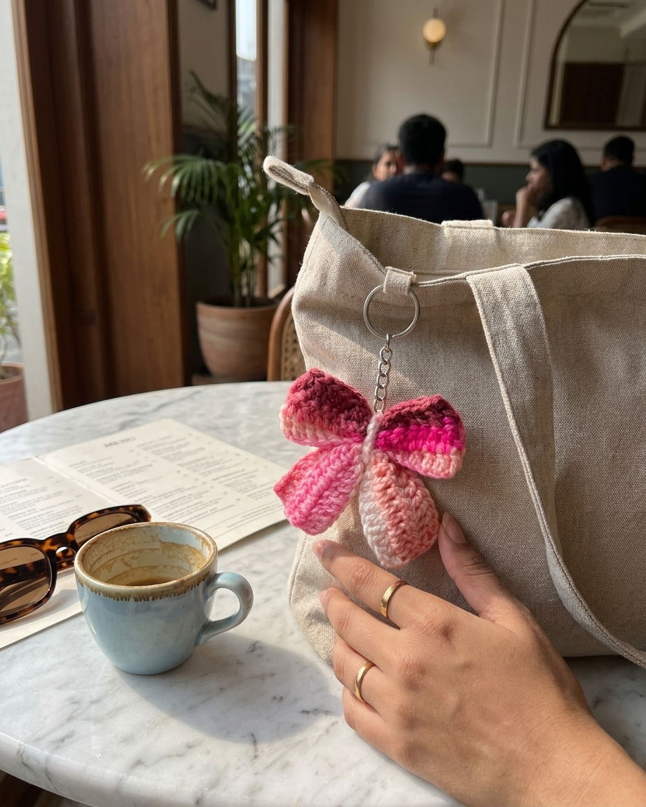 The Crochet Butterfly Keychain — Handmade Ombre Bag Charm 🦋