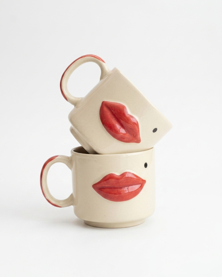 The Lips Mug | Set of 2 - 3D Ceramic Kiss Duo 💋