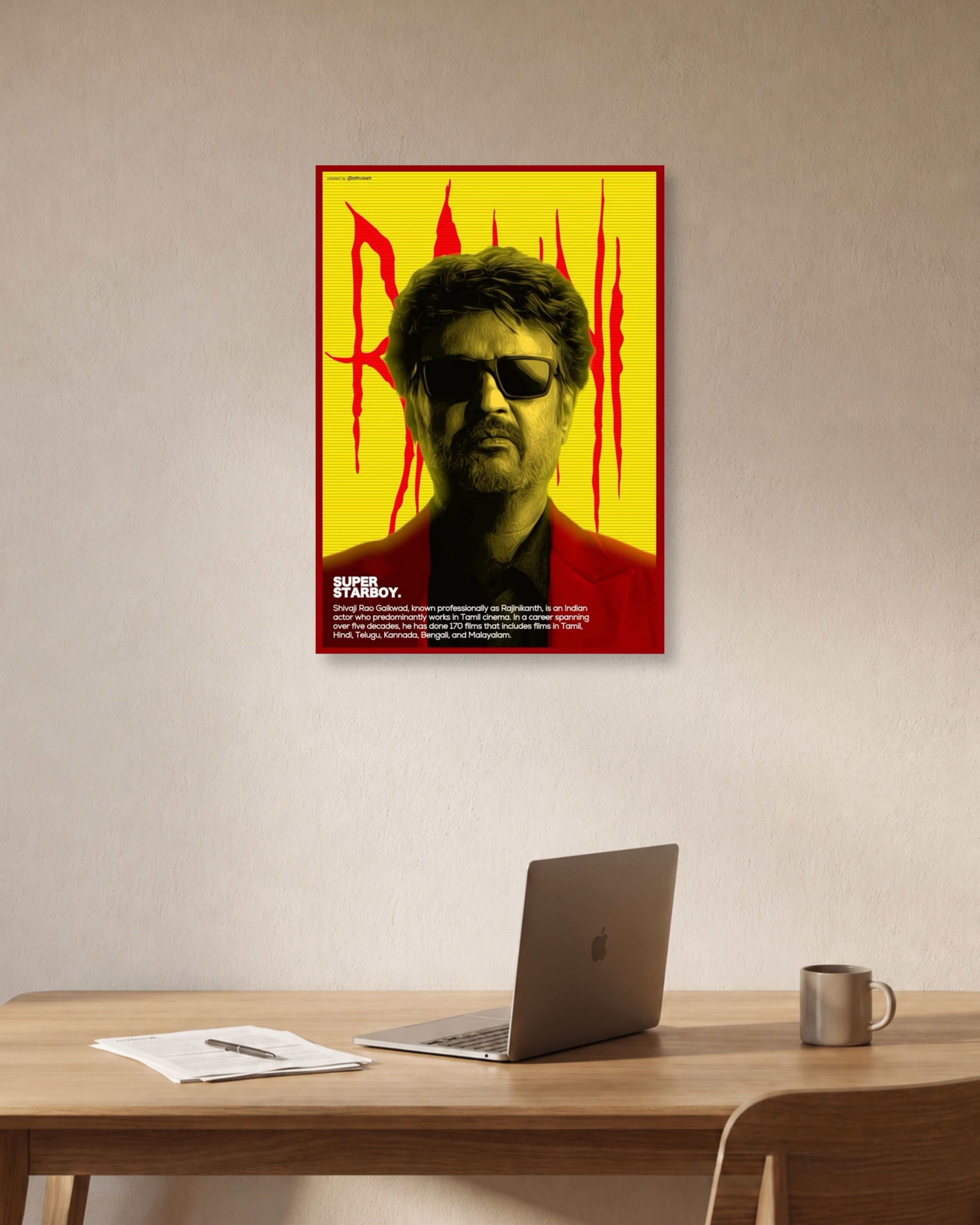 Super Starboy – Rajinikanth Baasha Portrait Movie Poster