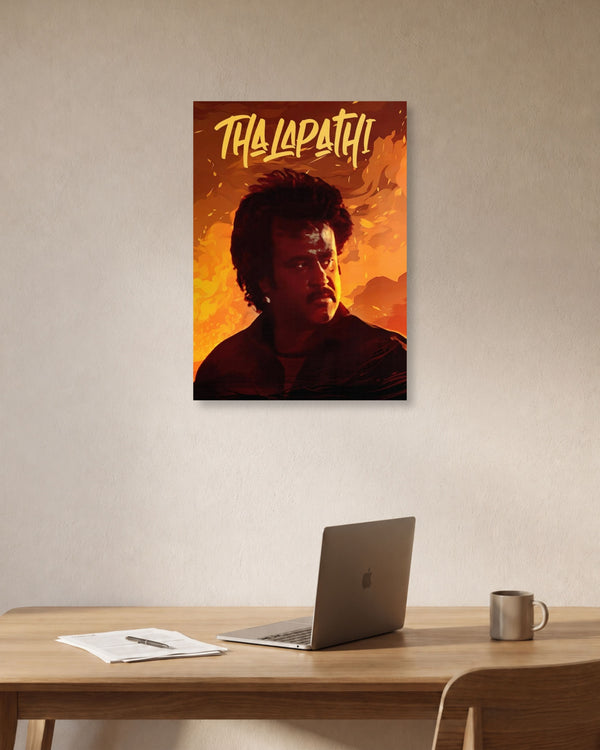 Thalapathi – Rajinikanth Fire Portrait Movie Poster