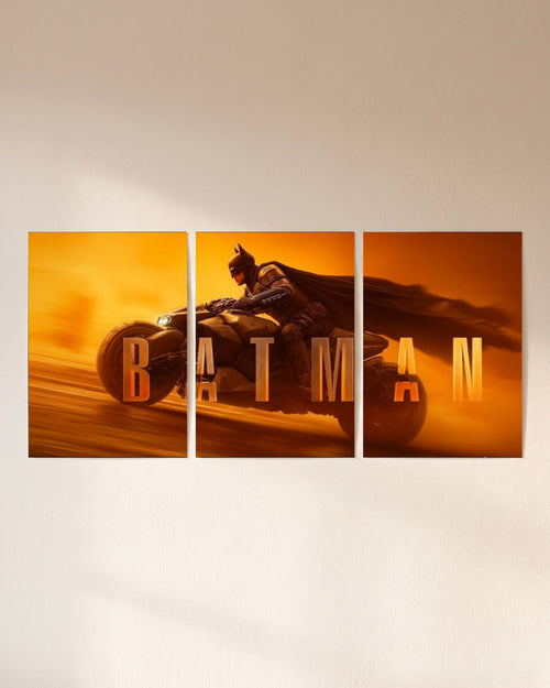 Batman Batcycle Split Poster - Wall Mockup