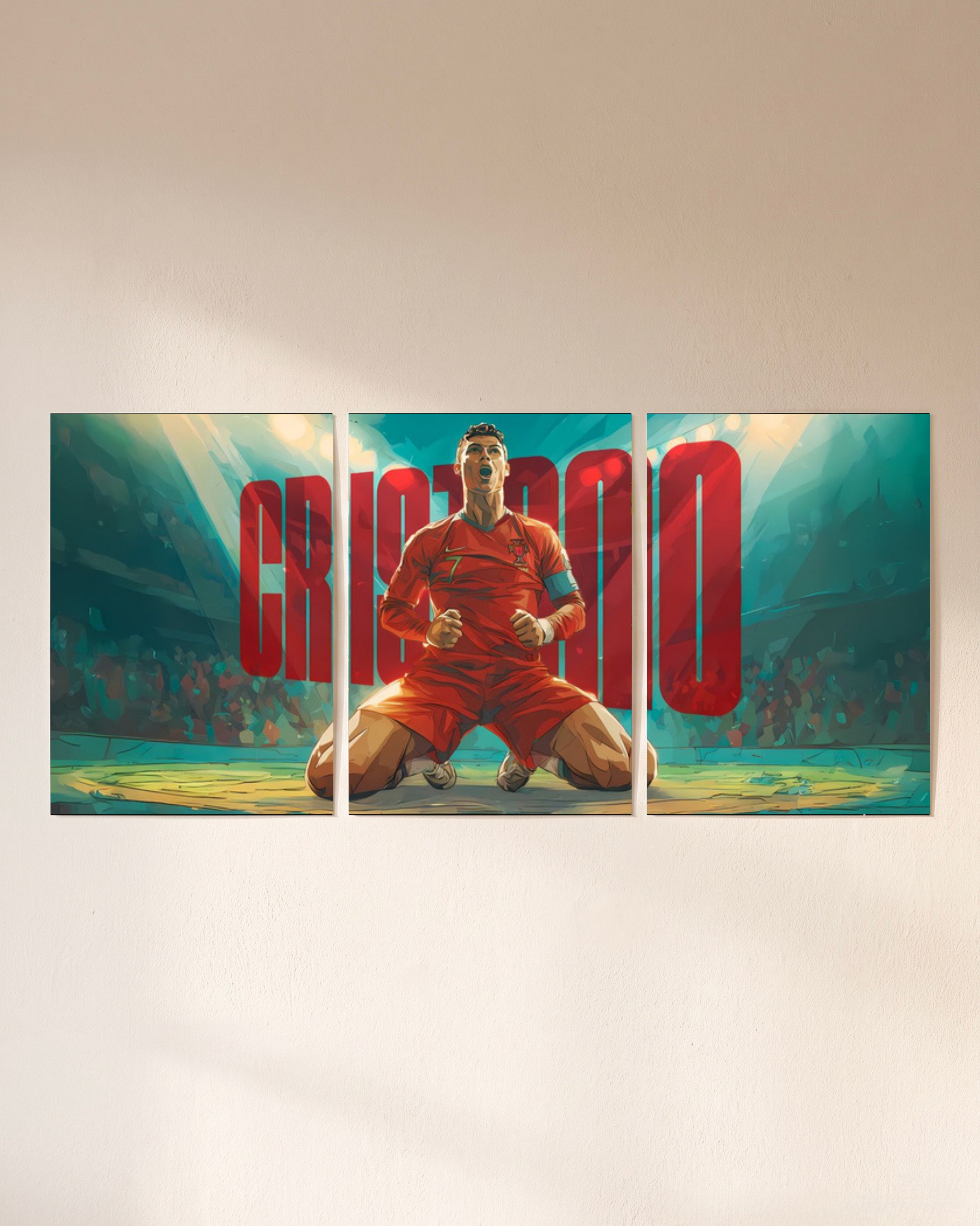 Cristiano Ronaldo Celebration Split Poster - Wall Mockup