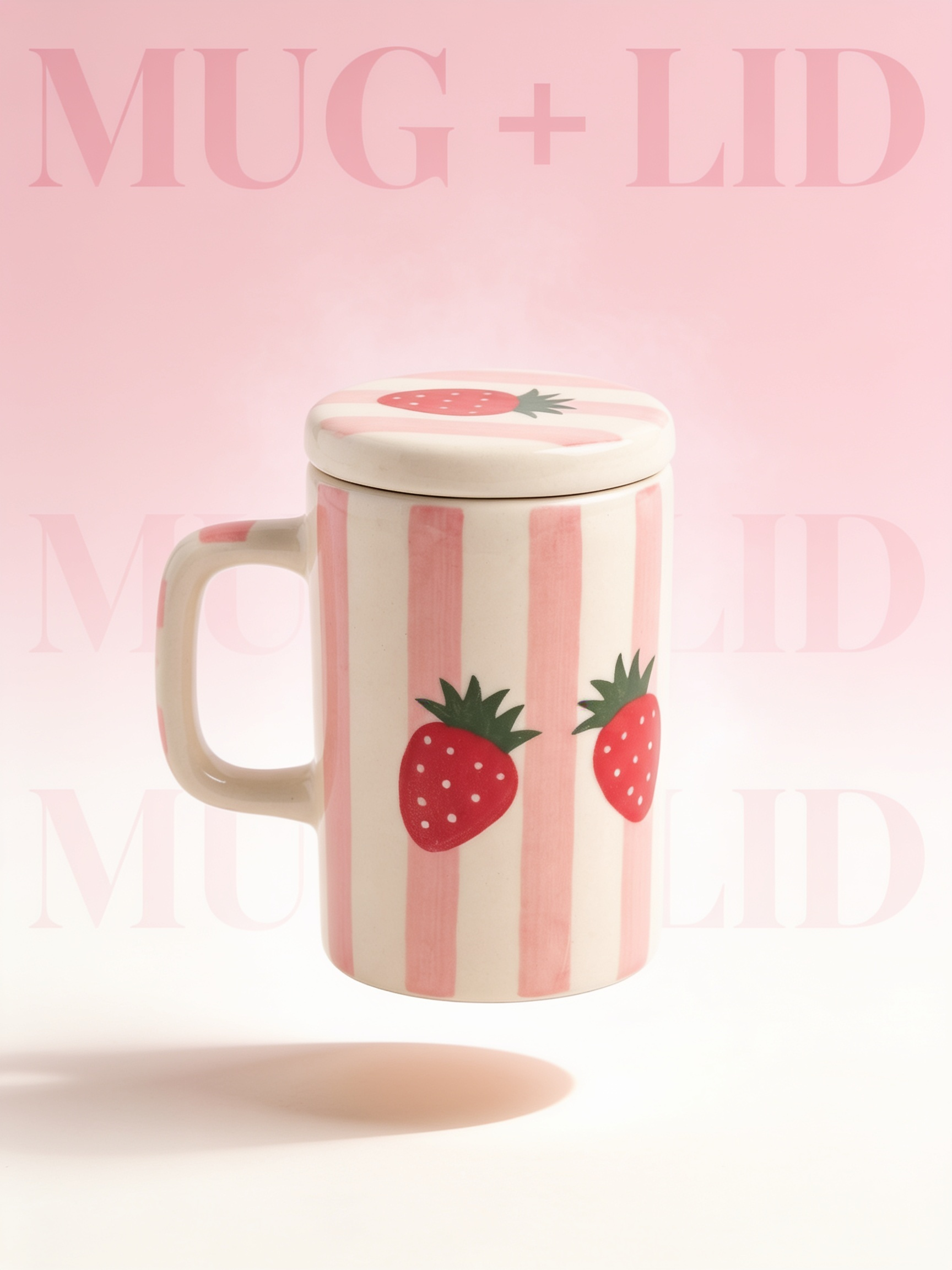 The Strawberry Mug — Ceramic Cup with Lid 🍓