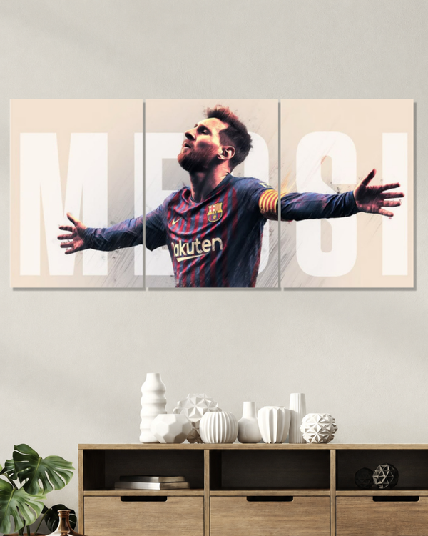 Messi Barcelona Celebration – 3 Panel Split Poster Set