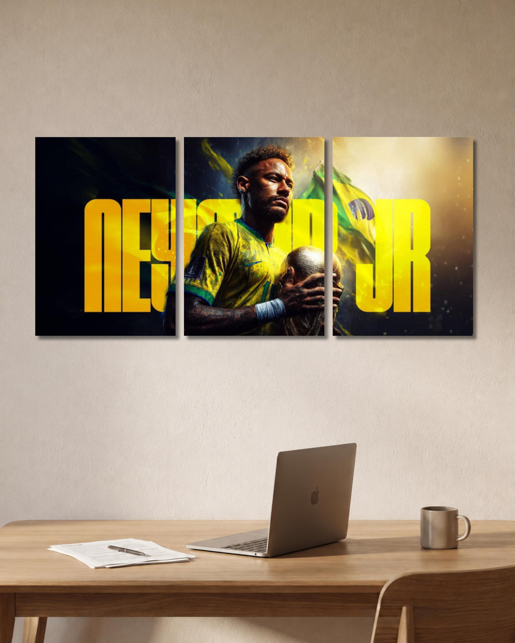 Neymar Jr Split Poster - Desk Mockup