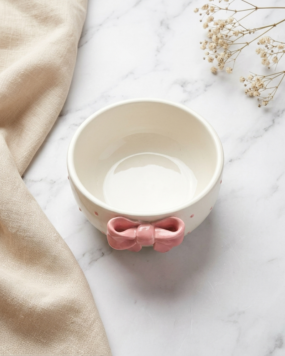 The Bow Bowl — Pink Ceramic Cutie 🎀 ( Pack of 2 )
