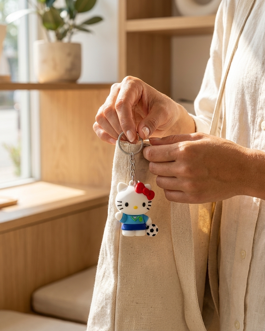 The Kitty Footballer Keychain — Cute Character Keyring ⚽🎀