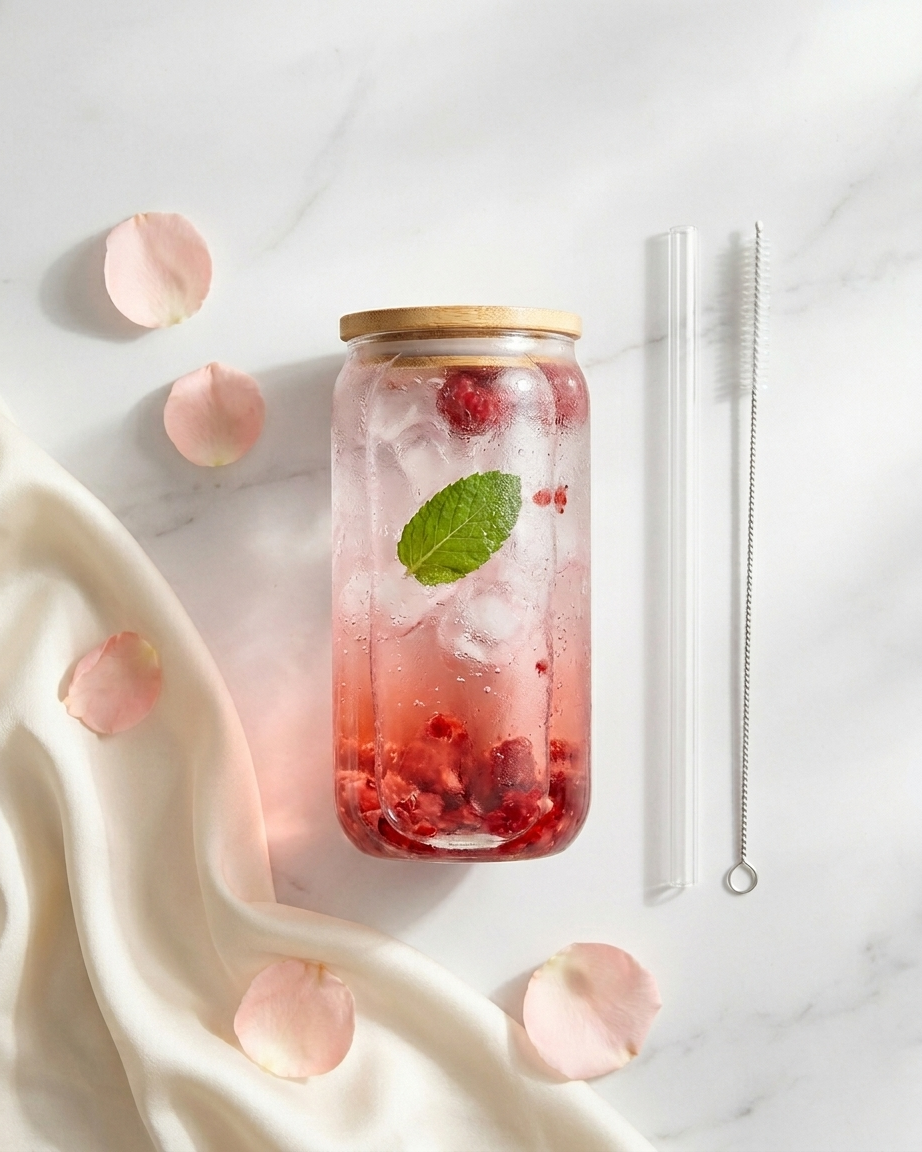 The Can Glass — Bamboo Lid & Glass Straw Set
