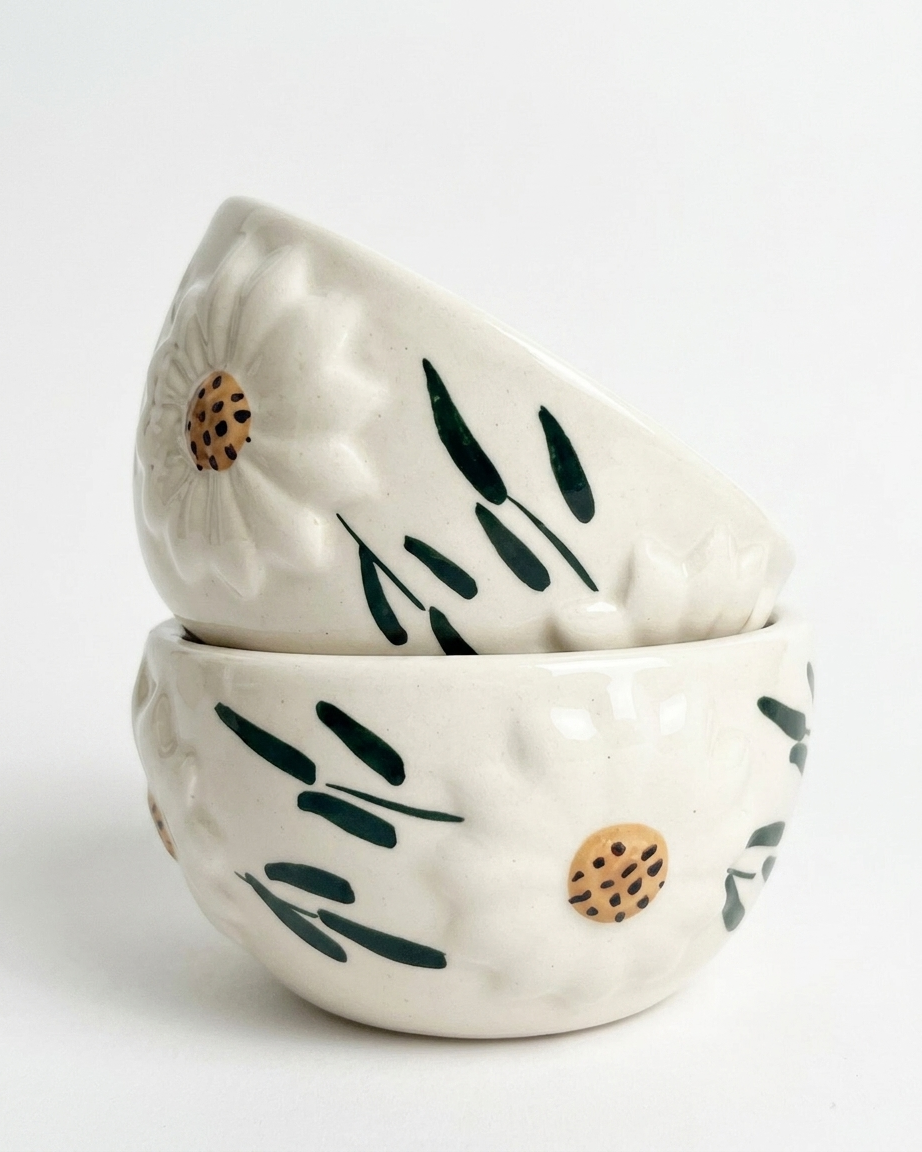 The Daisy Bowl Set — 2 Ceramic Beauties 🌼