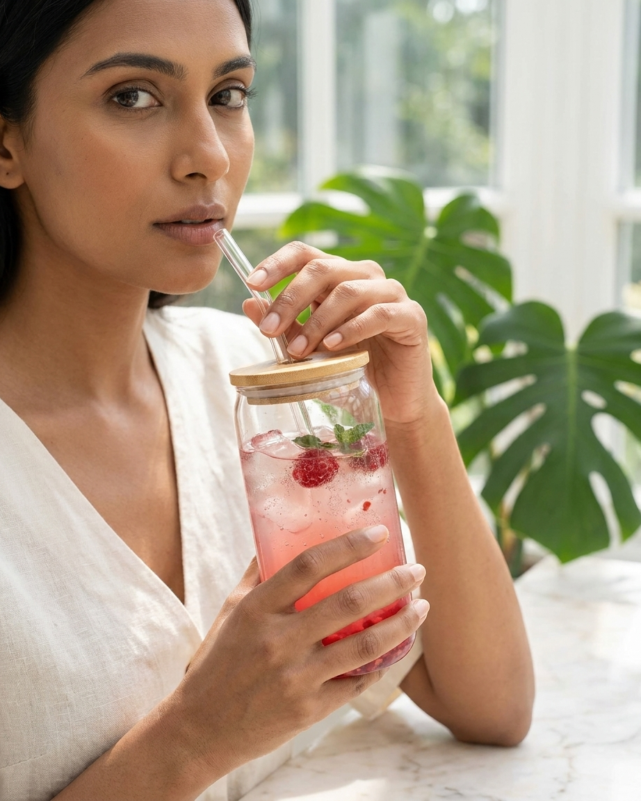 The Can Glass — Bamboo Lid & Glass Straw Set