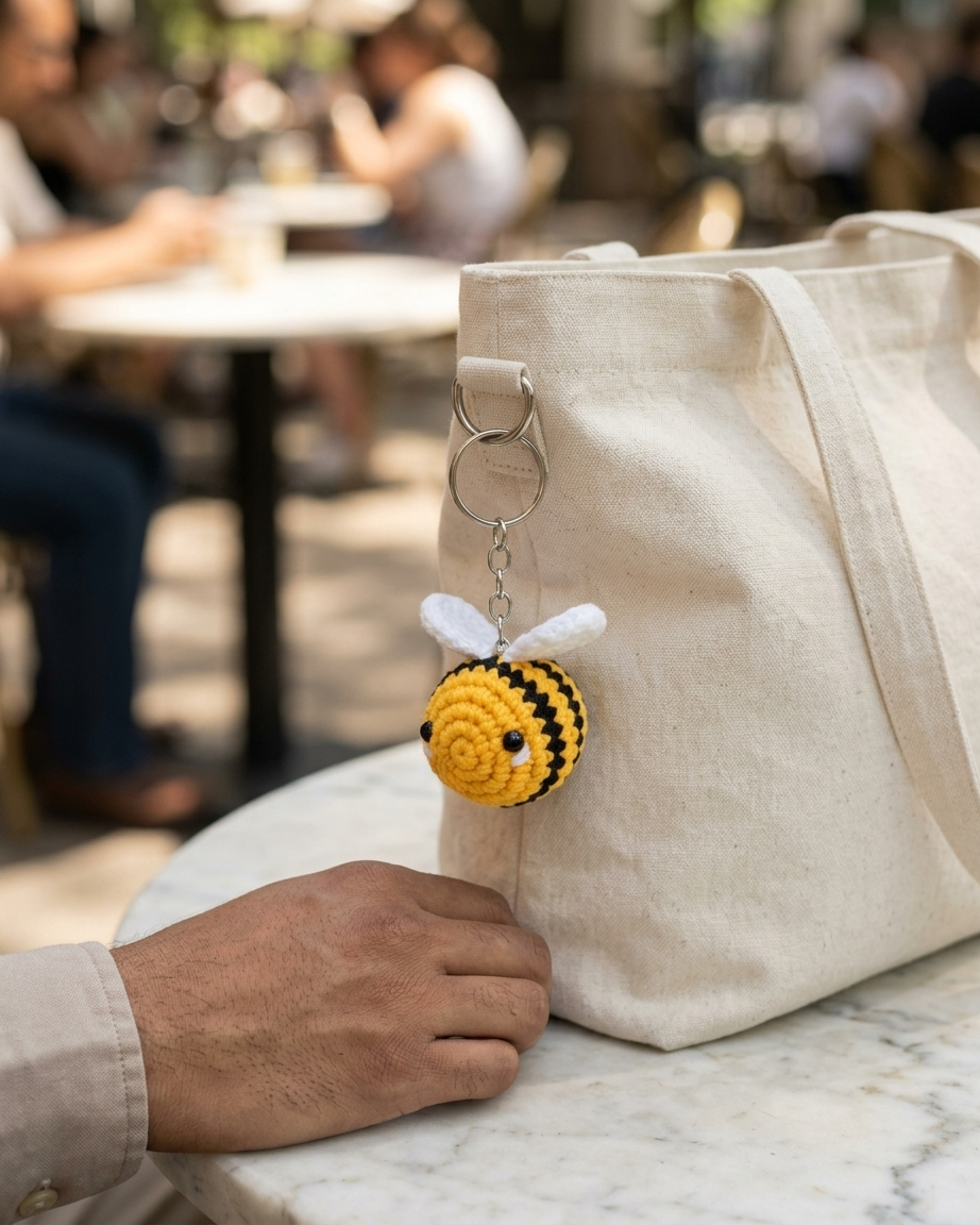 The Bumblebee Keychain — Handmade Crochet Bag Charm 🐝