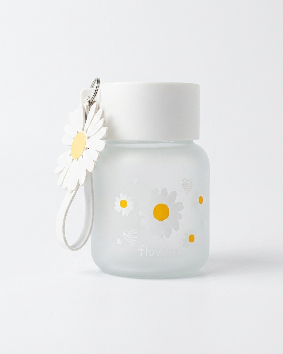 The Daisy Tumbler — 300ml Frosted Glass Bottle 🌼