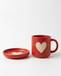 The Heart Mug & Saucer — Red Ceramic Love Set ❤️