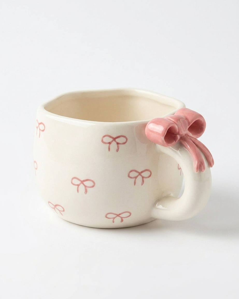 The Bow Handle Mug — Ceramic Coquette Cup 🎀