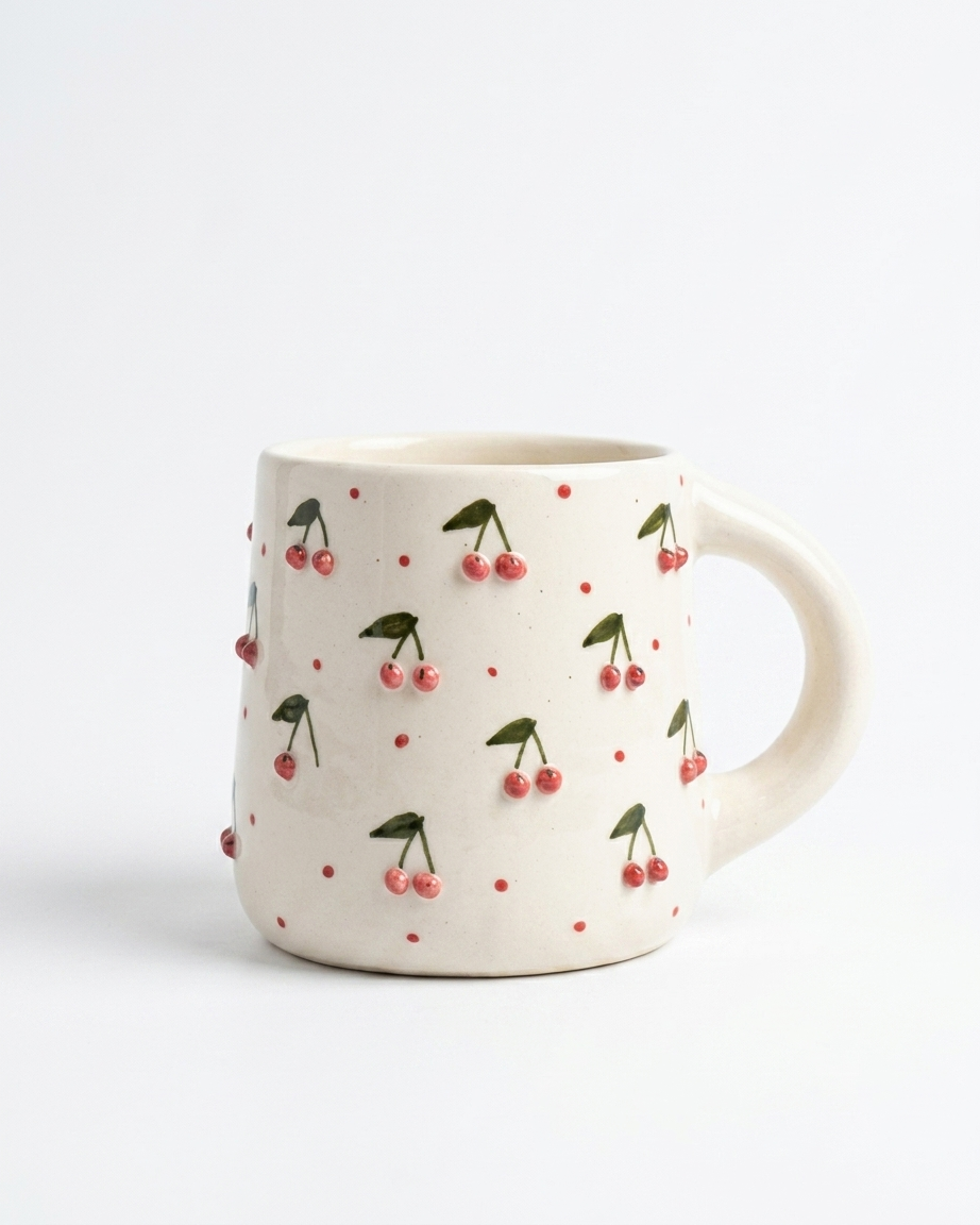 The Cherry Mug — 3D Ceramic Cup 🍒