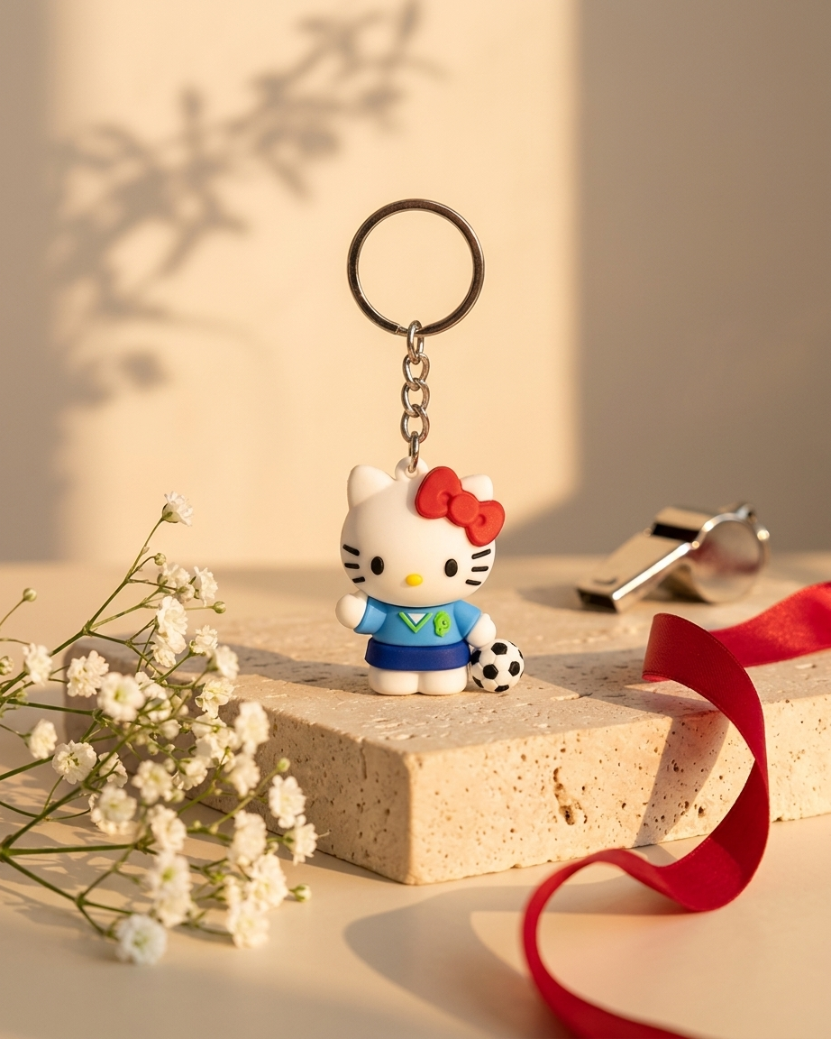 The Kitty Footballer Keychain — Cute Character Keyring ⚽🎀