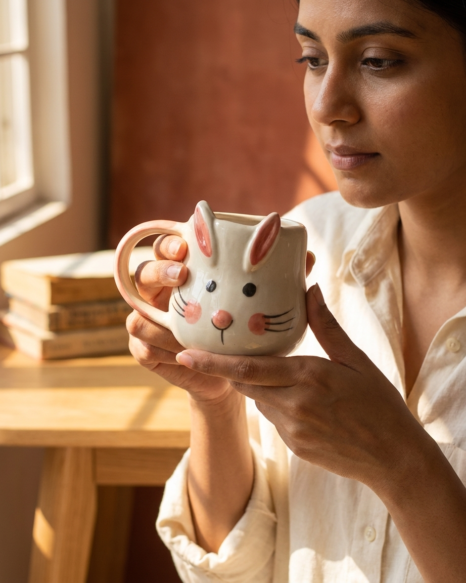 The Bunny Mug — Ceramic Face Cup 🐰