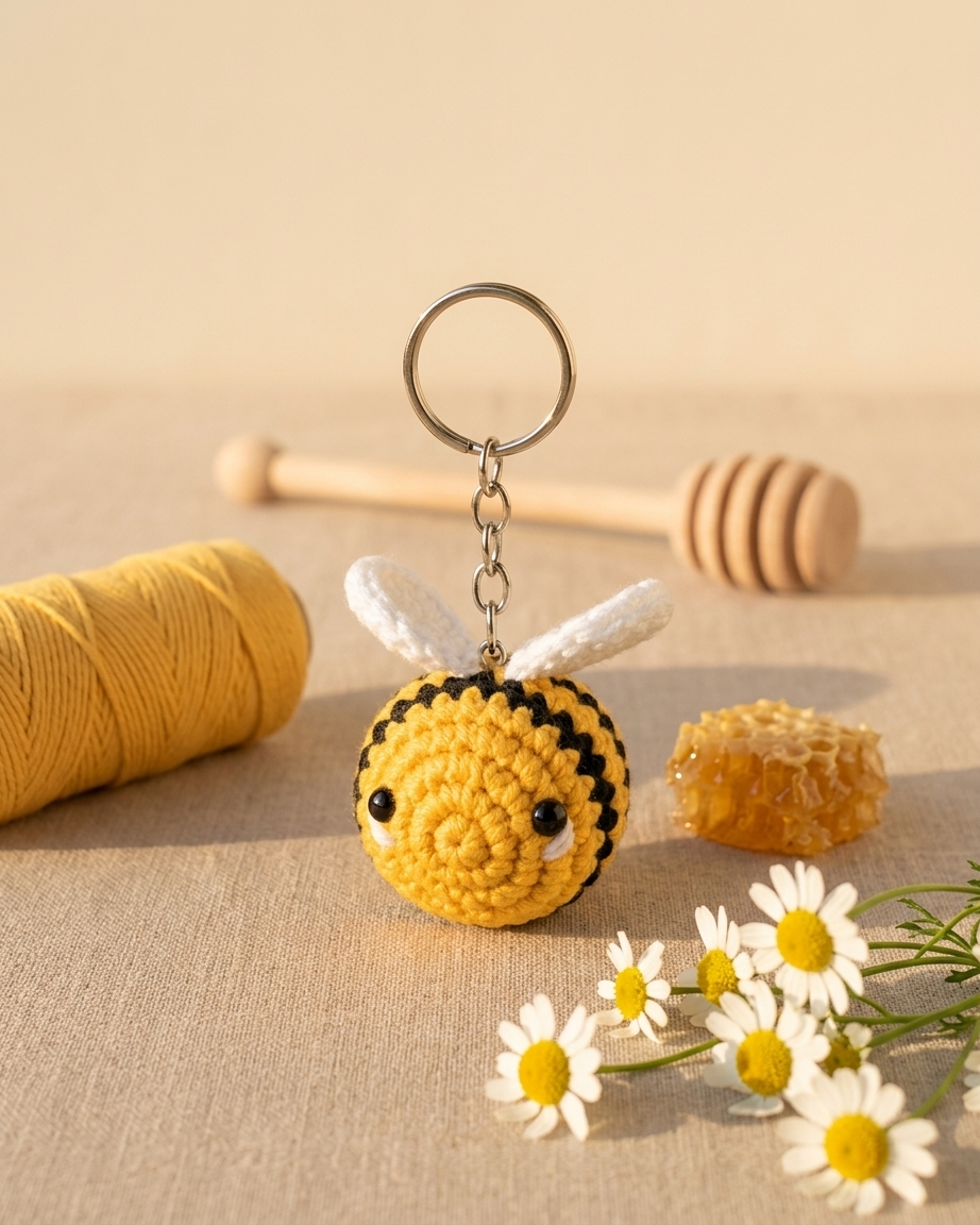 The Bumblebee Keychain — Handmade Crochet Bag Charm 🐝