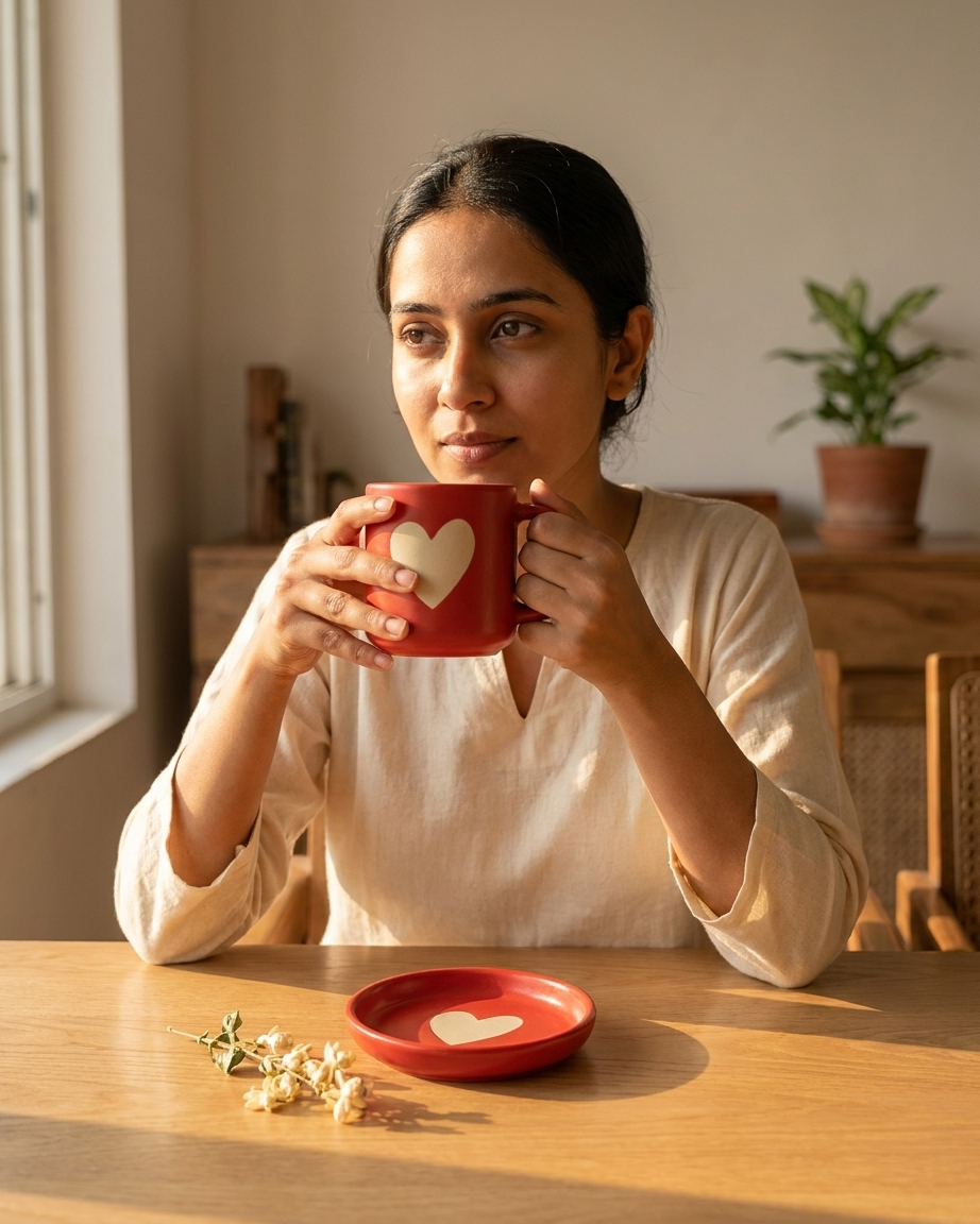 The Heart Mug & Saucer — Red Ceramic Love Set ❤️