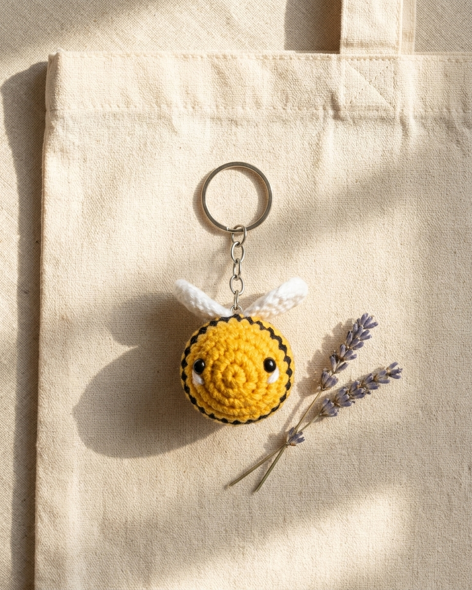 The Bumblebee Keychain — Handmade Crochet Bag Charm 🐝