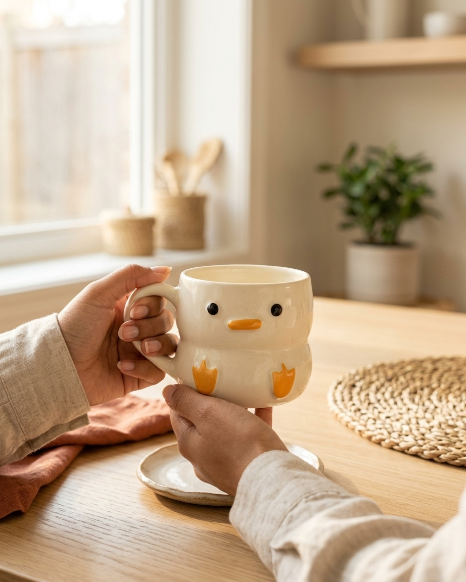 The Duck Mug — Chubby Ceramic Cutie 🐥