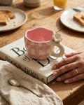 The Gingham Mug — Pink Daisy Ceramic Cup 🌸