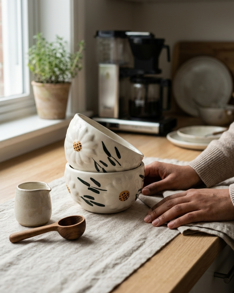 The Daisy Bowl Set — 2 Ceramic Beauties 🌼