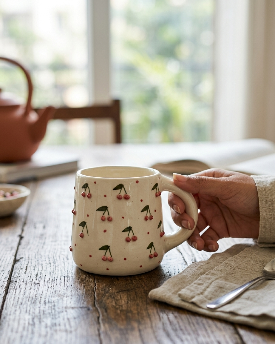 The Cherry Mug — 3D Ceramic Cup 🍒