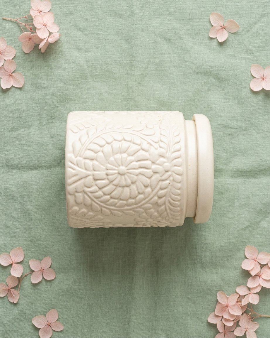 The Carved Jar Set 700ml  — 2 Ceramic Storage Beauties 🌿