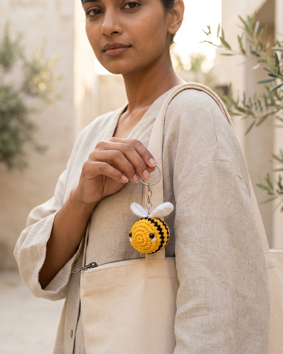 The Bumblebee Keychain — Handmade Crochet Bag Charm 🐝