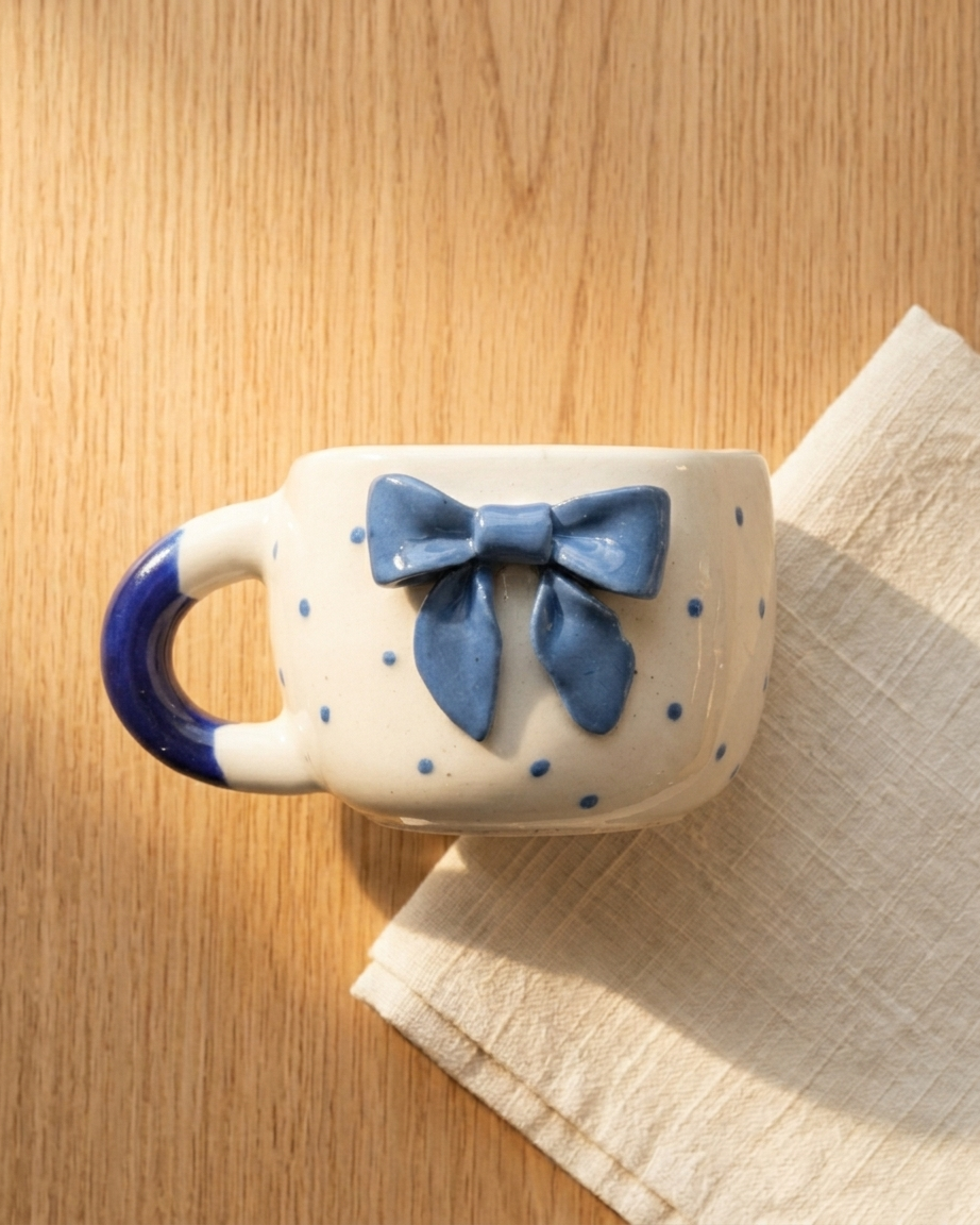 The Together Mug Set — Conjoined Ceramic Bow Duo 💙