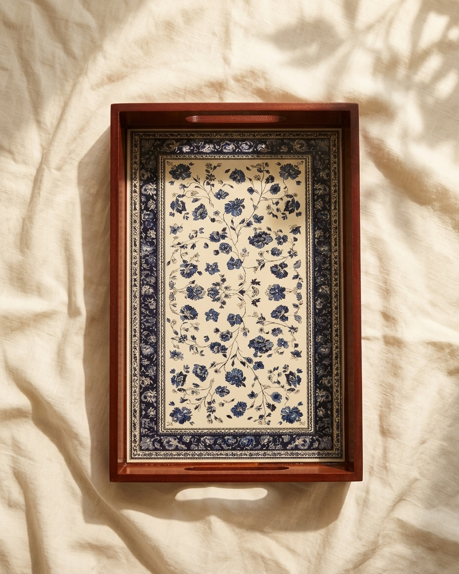 The Royal Floral Tray — MDF Wooden Serving Tray 💙