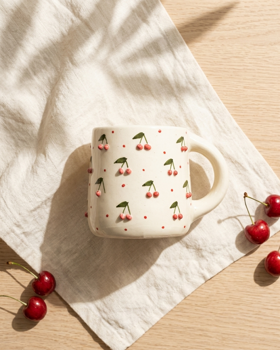 The Cherry Mug — 3D Ceramic Cup 🍒