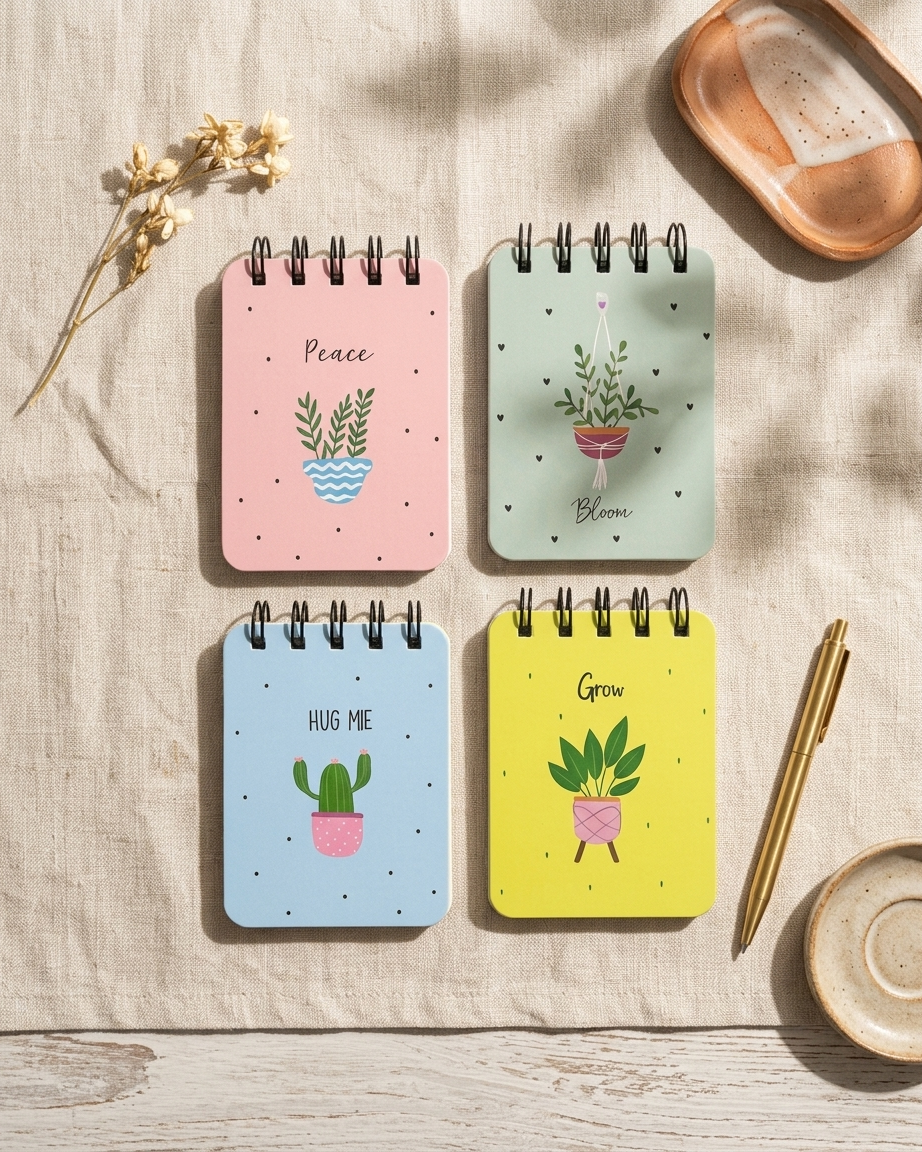 The Plant Gang Notebook Set — Pack of 4 Mini Memo Pads 🌿📓