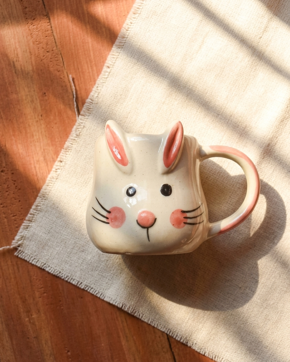 The Bunny Mug — Ceramic Face Cup 🐰
