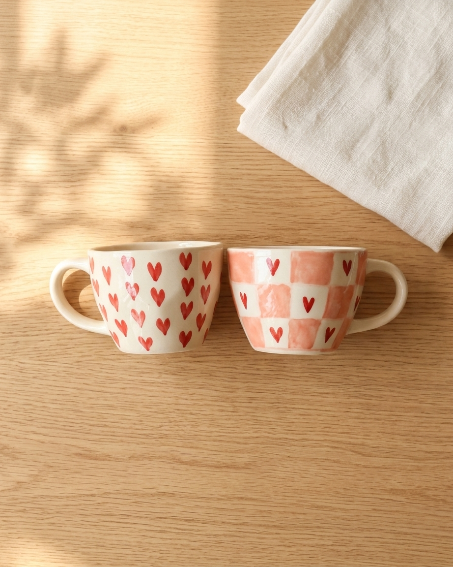 The Heart Duo Mug Set — 2 Ceramic Love Cups ❤️