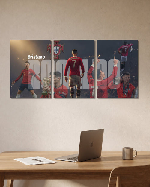 Cristiano Ronaldo Split Poster - Desk Mockup