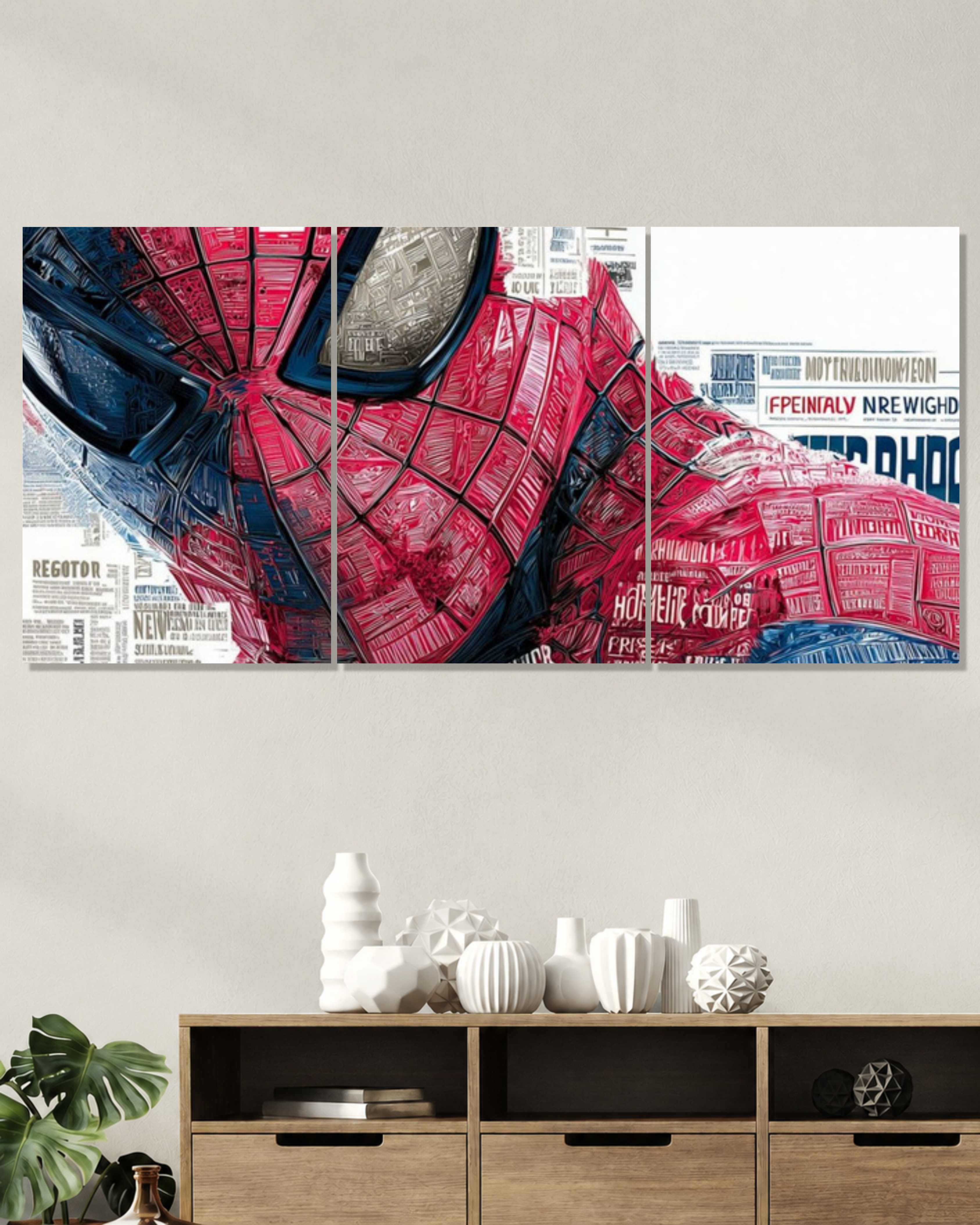 Spiderman Newspaper Art Closeup Split Poster